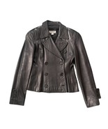 ZAN Collection Black Leather Coat Jacket Sz S - €71,27 EUR