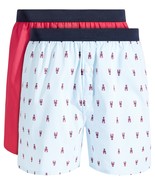 Club Room Men&#39;s 2-Pk. Lobster &amp; Solid Boxer Shorts Blue/Rasperry-Large - £13.38 GBP