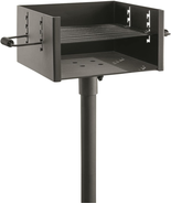 Park Style Steel Outdoor BBQ Charcoal Grill and Post, Black - $204.64