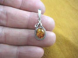 (P22-40) Orange oval Baltic AMBER Poland .925 Sterling SILVER PENDANT jewelry - £19.84 GBP