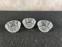 Vintage Set of 3 King&#39;s Thumb Pattern Cut Crystal Open Salt Cellar Dip Dish - $22.23