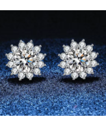 Exquisite 18K 925 Sterling Silver 1CT Round Cut Dazzling Moissanite Stud... - $166.47 CAD