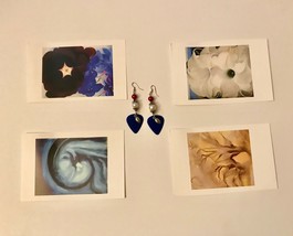 4 Georgia O&#39;Keeffe Postcards and Earrings - $17.82