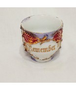 Remember Me Small Tea Cup Germany Blue White Gold Glitter Leaves 1 3/4&quot; ... - £13.23 GBP