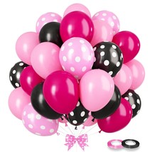 Black Pink Balloon, 100 Pcs Latex Balloon, 12Inch Black Hot Pink Polka DotBalloo - £18.21 GBP