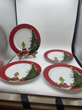 Dr. Seuss The Grinch Who Stole Christmas 10.5&quot; Dinner Plates Set Of 4 Ne... - $53.45