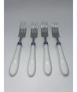 Williams Sonoma BRASSERIE BLUE White Stainless &amp; Porcelain Dinner Forks ... - $47.52