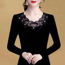 Women Blouse Spring Summer  Blouses Black Korean Long Sleeve Top Fashion Shirts  - £38.28 GBP