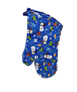 Christmas Snowmen Blue Quilted Oven Mitts Set of 2 New 12 x 6&quot; - £7.08 GBP