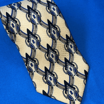 Pavia Made in Italy 100% silk gold printed men’s necktie - £10.92 GBP