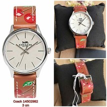 NWT Coach 14502982 Slim Easton Watch Brown Leather Red Cherry Strap Women&#39;s - £69.02 GBP