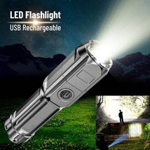 led torch light rechargeable usb super bright mini black zoomable charge - £6.33 GBP
