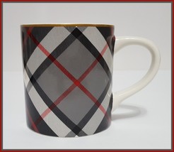 NEW RARE Williams Sonoma Grey Plaid Christmas Mug 14 Oz Stoneware - £14.13 GBP