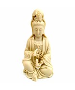 KWAN YIN STATUE 6&quot; Off White Resin Buddhist Goddess HIGH QUALITY Deity G... - £23.81 GBP