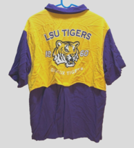 LSU Tigers Est. 1860 Geaux NCAA Vintage 90s Yellow Purple SEC Polo Shirt 2XL - $24.25