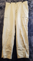 Chaps Cargo Pants Mens Size 36 Tan 100% Cotton Flat Front Straight Leg Pocket - £10.15 GBP