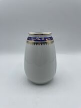 Cmielow Poland Small Vase White blue Gold Hand Painted Filigree Bs307 - $11.75