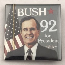 Bush 92 For President Pin political Pinback Button George Sr Flag Square - $12.00