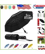 Black Windproof Travel Umbrella with Double-Vented Canopy for All Weather - $1,032.17 MXN