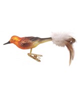 Clip On Bird Ornament Golden Browning Germany Glass Copper Birdie - £13.32 GBP