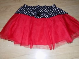 Size 6 Disney Minnie Mouse Red Tulle Skirt Black White Polka Dot Waist GUC - £9.56 GBP