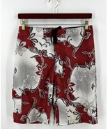 Wave Zone Swim Trunks Mens Size M Red Gray Tropical Floral Drawstring Sh... - £11.68 GBP