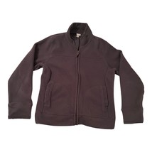 Merona Womens Large Fleece Jacket Full Zip Gray Zip Pockets - £9.33 GBP