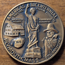 Plymouth, Massachusetts MA Americas Bicentennial Bronze 39mm Medal Token - $14.89