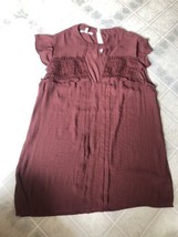 Maurices Burgundy Keyhole Front Sleeveless Tank top Sz Small Ruffled  Arms - £16.89 GBP