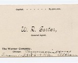  Werner Company Chicago Book Manufacturing Plant Agent Business Card 1900s - £9.28 GBP