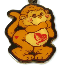 VINTAGE Care Bear Cousins Playful Heart Monkey American Greetings Key Chain - £12.57 GBP