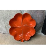 Vtg Frankoma 4 Leaf Clover Bowl Retro Orange Shamrock #223 Candy Nuts Re... - $29.65