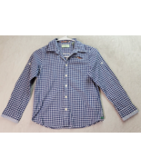 Scotch Shrunk Shirt Youth Size 8 Blue Plaid Skull Long Sleeve Collar But... - $17.64
