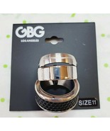 GBG Los Angeles Men&#39;s Rings Size 11 Set of 3 Rings Silver Tone Bands Bla... - $19.17 CAD