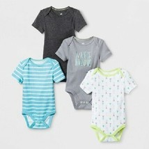 Cloud Island Baby Boys&#39; 4pk Shorts Sleeve Bodysuit Made of Awesome Size ... - $7.69