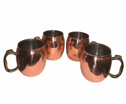 Oggi Copper Moscow Mule Brass Handle Metal Cup Mug Mild Scratches - Lot Of 4 - £19.26 GBP