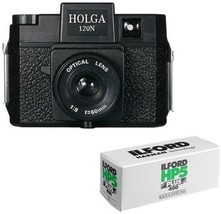 Bundle Of Holga 120N Medium Format Film Camera (Black) And 120 Film. - $57.98