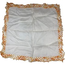 Vintage Embroidered Handkerchief Hanky Ombre Orange Lace crochet Border ... - £11.00 GBP