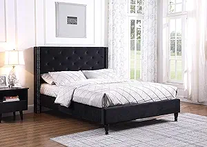 Home Life furBed00007_Suede_Full_Black Platform Bed - $373.99