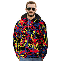 Men’s Autumn Casual Polyester Pullover Lace Up Hoodie  Multi-color Printed  - £39.32 GBP