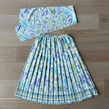 Leslie Fay Vintage Pleated Floral Skirt Scarf Tie Belt  - $48.37