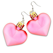 Funky Big Oversize Puffy Heart Earrings Valentine Disco Party Jewelry-FROST-PINK - £5.41 GBP