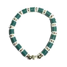 Turquoise Heishi Bead Bracelet with Gold Metallic Spacers, Heart Charm - $5.99