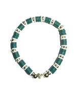 Turquoise Heishi Bead Bracelet with Gold Metallic Spacers, Heart Charm - $8.13 CAD