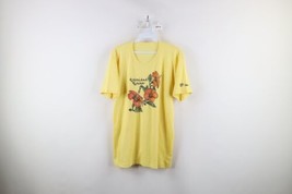 Vintage 70s Streetwear Womens Medium Spell Out Flower Trinidad Tobago T-Shirt - £34.81 GBP