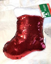 Pillow STOCKING RED SEQUIN decoration plush   CHRISTMAS - $12.88