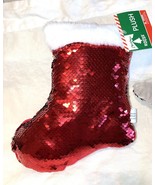 Pillow STOCKING RED SEQUIN decoration plush   CHRISTMAS - $237.08 MXN