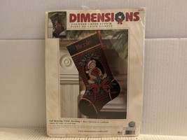 8682 DIMENSIONS Counted Cross Stitch Gift Bearing Teddy Stocking 16&quot; Lon... - $48.40