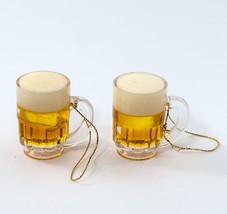 2 Christmas Ornaments Miniature Beer Glasses 1.75&quot; Acrylic - £11.33 GBP