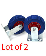 Pair  6&quot; x 2&quot; Rigid Caster Wheel Fixed Never Flat Free Slotted Plate Dol... - €35,16 EUR